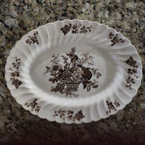 Bountiful brown by Myott Staffordshire England. Transferware Oval platter. 16.5